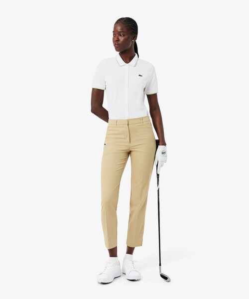 LACOSTE(ラコステ)の「UVカット サーモレギュレーション鹿の子地ゴルフシャツ(ポロシャツ・レディース・ホワイト/アクア/ネイビー・36/38/34)」の9枚目の写真