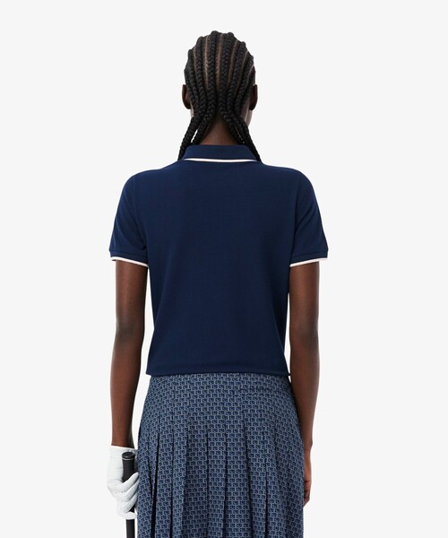 LACOSTE(ラコステ)の「UVカット サーモレギュレーション鹿の子地ゴルフシャツ(ポロシャツ・レディース・ホワイト/アクア/ネイビー・36/38/34)」の11枚目の写真