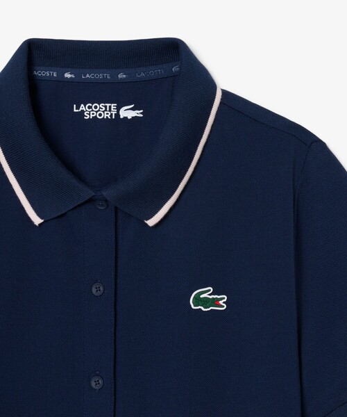 LACOSTE(ラコステ)の「UVカット サーモレギュレーション鹿の子地ゴルフシャツ(ポロシャツ・レディース・ホワイト/アクア/ネイビー・36/38/34)」の13枚目の写真