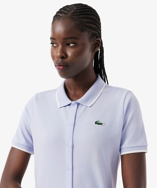 LACOSTE(ラコステ)の「UVカット サーモレギュレーション鹿の子地ゴルフシャツ(ポロシャツ・レディース・ホワイト/アクア/ネイビー・36/38/34)」の16枚目の写真