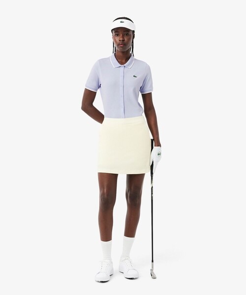 LACOSTE(ラコステ)の「UVカット サーモレギュレーション鹿の子地ゴルフシャツ(ポロシャツ・レディース・ホワイト/アクア/ネイビー・36/38/34)」の21枚目の写真