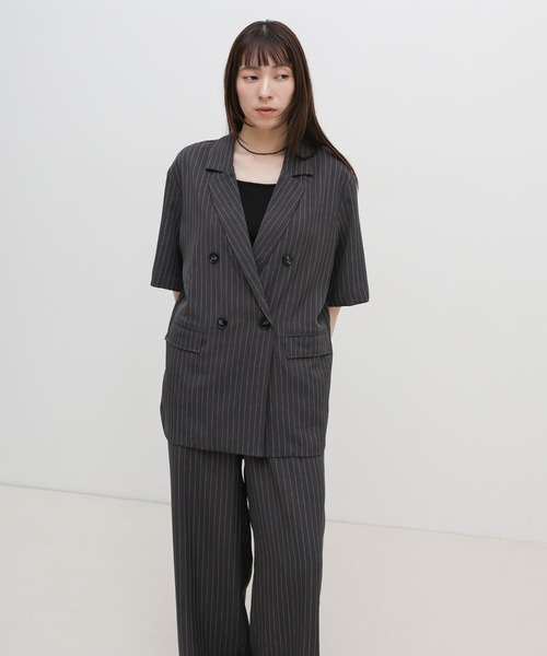 select MOCA(セレクトモカ)の「ピンストライプイージーパンツ【セットアップ対応可】(その他パンツ・レディース・ベージュ/チャコールグレー・FREE)」の10枚目の写真