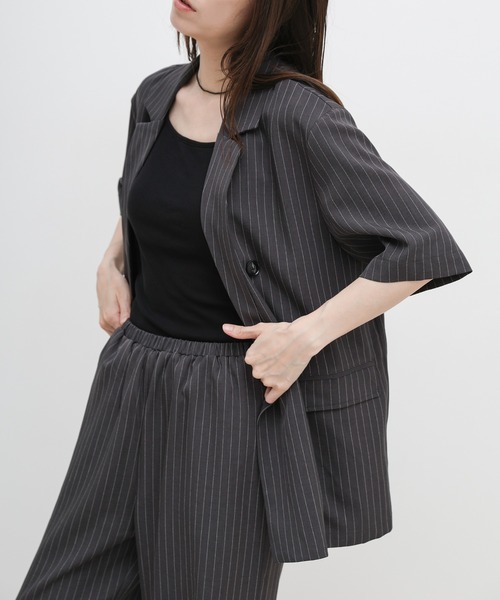 select MOCA(セレクトモカ)の「ピンストライプイージーパンツ【セットアップ対応可】(その他パンツ・レディース・ベージュ/チャコールグレー・FREE)」の14枚目の写真