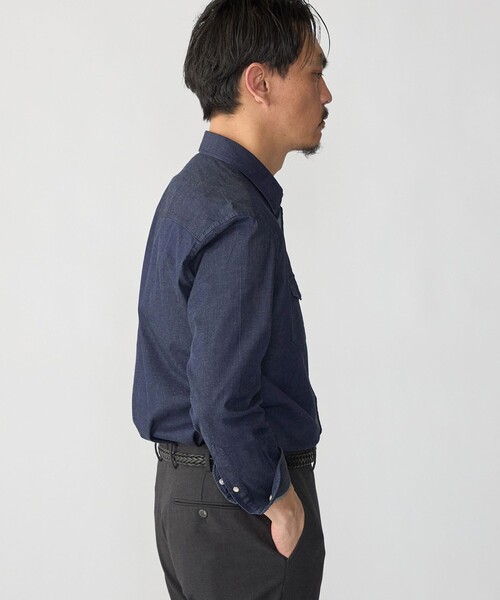 SHIPS（シップス）の「SHIPS:〈FUNCTION〉ウォッシュド デニム ウエスタン シャツ（シャツ/ブラウス・メンズ・ダークブルー・SMALL/MEDIUM/LARGE/X-LARGE）」の2枚目の写真