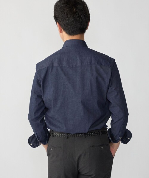 SHIPS（シップス）の「SHIPS:〈FUNCTION〉ウォッシュド デニム ウエスタン シャツ（シャツ/ブラウス・メンズ・ダークブルー・SMALL/MEDIUM/LARGE/X-LARGE）」の3枚目の写真