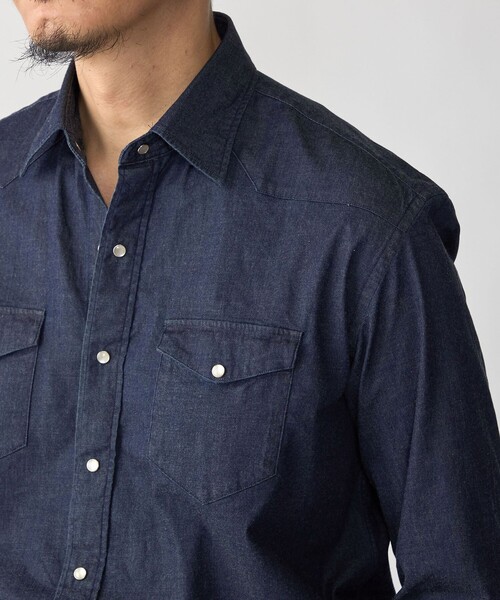 SHIPS（シップス）の「SHIPS:〈FUNCTION〉ウォッシュド デニム ウエスタン シャツ（シャツ/ブラウス・メンズ・ダークブルー・SMALL/MEDIUM/LARGE/X-LARGE）」の4枚目の写真