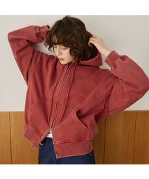 VANONE ATELIER（バノンアトリエ）の「A3572 ウォッシュドフードジップアップ_Red（パーカー）」