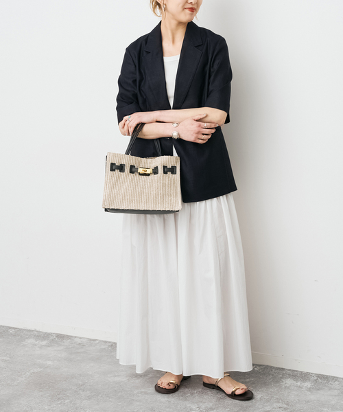 Spick & Span(スピックアンドスパン)の「《別注》VIOLAd'ORO イタリアンラフィアシートトートバッグM*(トートバッグ・レディース・ベージュ系その他・FREE)」の5枚目の写真