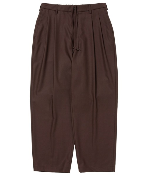 COOTIE PRODUCTIONS（クーティープロダクションズ）の「T/W Twill 2 Tuck Wide Easy Trousers（スラックス・メンズ・ブラウン/ブラック・LARGE/MEDIUM）」の2枚目の写真