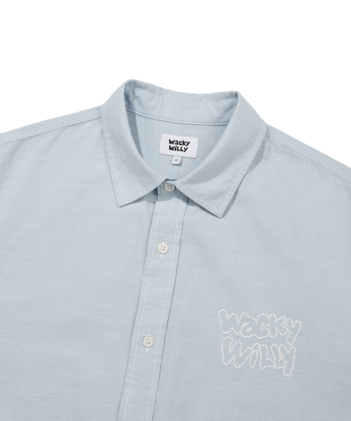 Wacky WiLLy（ワッキーウィリー）の「シャンブレー半袖シャツスカイブルー（シャツ/ブラウス・レディース・その他・SMALL/MEDIUM/LARGE/X-LARGE）」の4枚目の写真