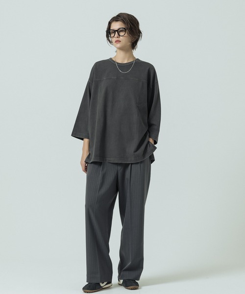SLICK(スリック)の「【SLICK/スリック】Pigment Dye Football T-Shirt/ピグメントダイ フットボールTシャツ(Tシャツ/カットソー・メンズ・ライトグレー/ブラック・3/2/1)」の7枚目の写真