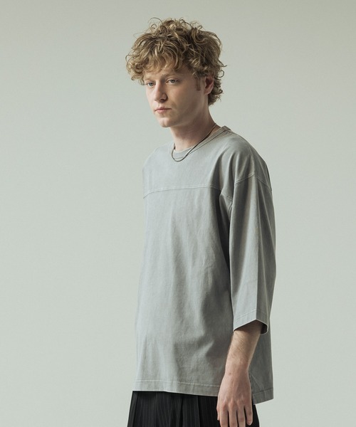 SLICK(スリック)の「【SLICK/スリック】Pigment Dye Football T-Shirt/ピグメントダイ フットボールTシャツ(Tシャツ/カットソー・メンズ・ライトグレー/ブラック・3/2/1)」の14枚目の写真