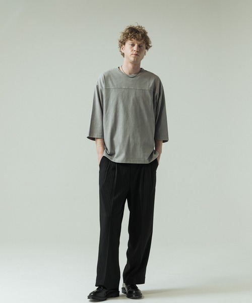 SLICK(スリック)の「【SLICK/スリック】Pigment Dye Football T-Shirt/ピグメントダイ フットボールTシャツ(Tシャツ/カットソー・メンズ・ライトグレー/ブラック・3/2/1)」の18枚目の写真