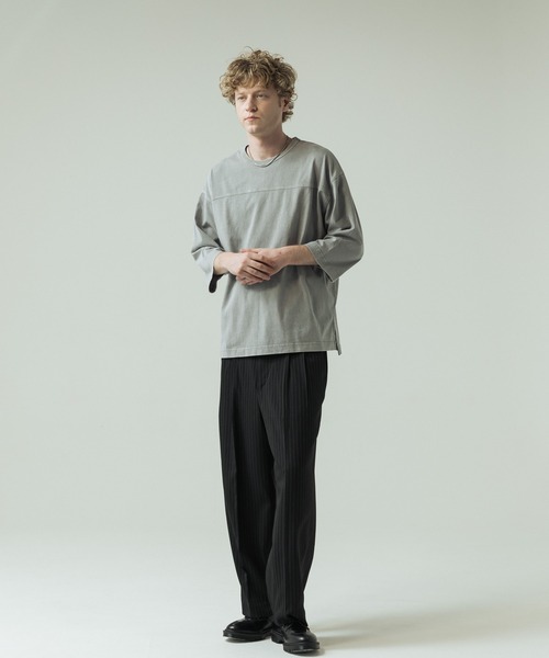 SLICK(スリック)の「【SLICK/スリック】Pigment Dye Football T-Shirt/ピグメントダイ フットボールTシャツ(Tシャツ/カットソー・メンズ・ライトグレー/ブラック・3/2/1)」の19枚目の写真