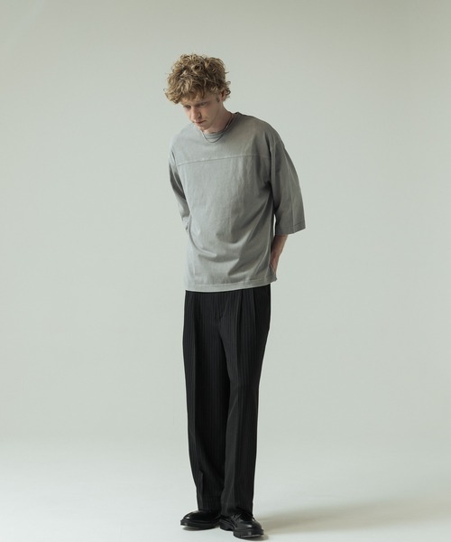 SLICK(スリック)の「【SLICK/スリック】Pigment Dye Football T-Shirt/ピグメントダイ フットボールTシャツ(Tシャツ/カットソー・メンズ・ライトグレー/ブラック・3/2/1)」の20枚目の写真