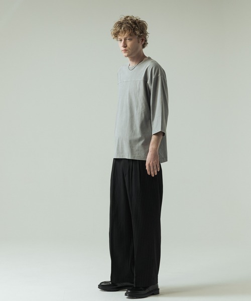 SLICK(スリック)の「【SLICK/スリック】Pigment Dye Football T-Shirt/ピグメントダイ フットボールTシャツ(Tシャツ/カットソー・メンズ・ライトグレー/ブラック・3/2/1)」の21枚目の写真