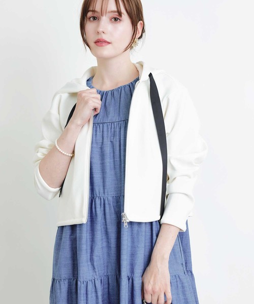 PICCIN（ピッチン）の「ショートレングスパーカー（パーカー・レディース・ブラック/オフホワイト・M）」の3枚目の写真