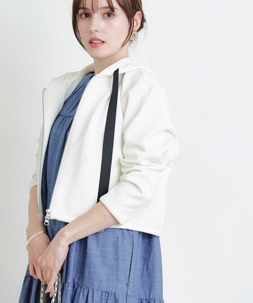 PICCIN（ピッチン）の「ショートレングスパーカー（パーカー・レディース・ブラック/オフホワイト・M）」の4枚目の写真
