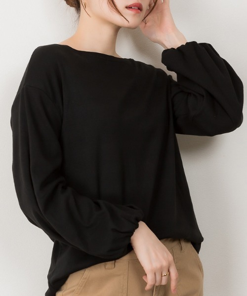 RCD(アールシーディー)の「ロングパフスリーブカットソー フレアー袖 ロンt(Tシャツ/カットソー・レディース・ブラック/チャコールグレー/オフホワイト・LL~3L/M-L)」の12枚目の写真
