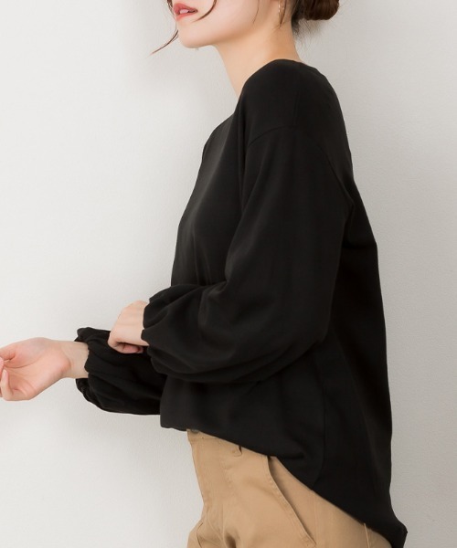 RCD(アールシーディー)の「ロングパフスリーブカットソー フレアー袖 ロンt(Tシャツ/カットソー・レディース・ブラック/チャコールグレー/オフホワイト・LL~3L/M-L)」の13枚目の写真