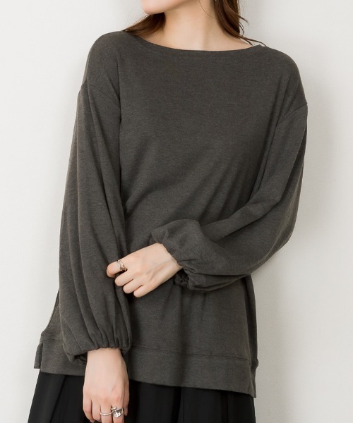 RCD(アールシーディー)の「ロングパフスリーブカットソー フレアー袖 ロンt(Tシャツ/カットソー・レディース・ブラック/チャコールグレー/オフホワイト・LL~3L/M-L)」の15枚目の写真
