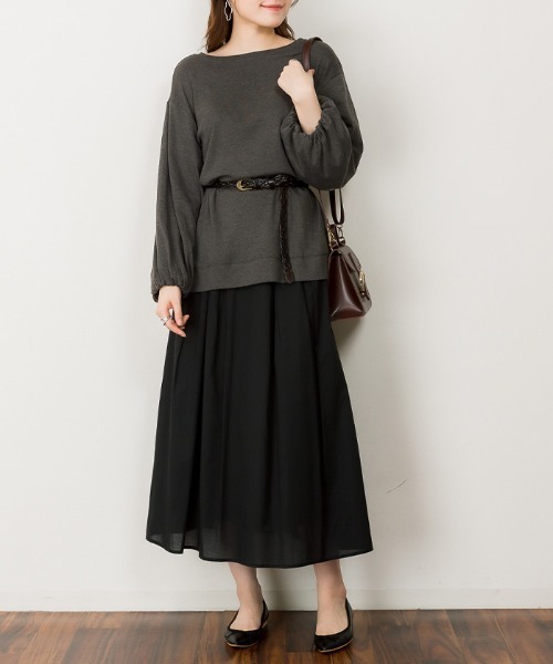 RCD(アールシーディー)の「ロングパフスリーブカットソー フレアー袖 ロンt(Tシャツ/カットソー・レディース・ブラック/チャコールグレー/オフホワイト・LL~3L/M-L)」の5枚目の写真