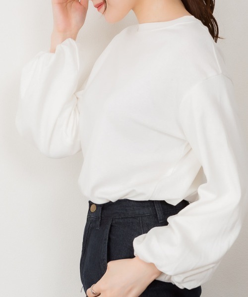 RCD(アールシーディー)の「ロングパフスリーブカットソー フレアー袖 ロンt(Tシャツ/カットソー・レディース・ブラック/チャコールグレー/オフホワイト・LL~3L/M-L)」の10枚目の写真