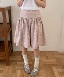 ドット柄ショートAラインスカート