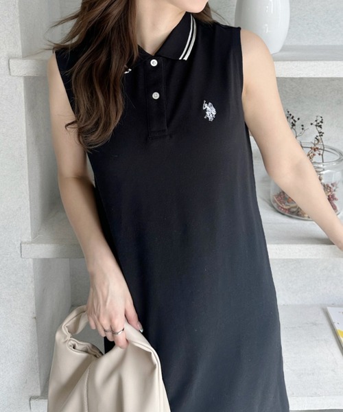セール】【Ada.別注 U.S. POLO ASSN.】 ノースリーブ Iライン ポロ