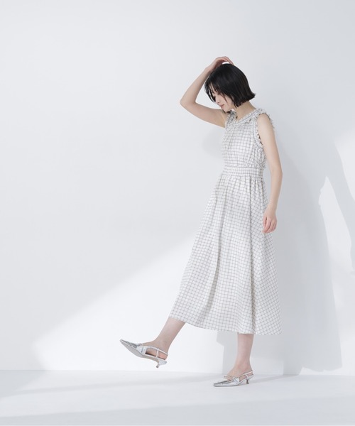 NATURAL BEAUTY BASIC（ナチュラルビューティーベーシック）の「チェックシャーリングワンピース（ワンピース・レディース・ホワイト系その他/ブラック系その他2・P/S/MEDIUM/SMALL）」の5枚目の写真