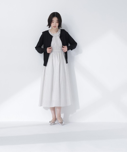 NATURAL BEAUTY BASIC（ナチュラルビューティーベーシック）の「チェックシャーリングワンピース（ワンピース・レディース・ホワイト系その他/ブラック系その他2・P/S/MEDIUM/SMALL）」の12枚目の写真
