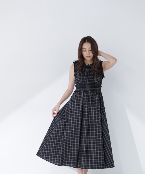 NATURAL BEAUTY BASIC（ナチュラルビューティーベーシック）の「チェックシャーリングワンピース（ワンピース・レディース・ホワイト系その他/ブラック系その他2・P/S/MEDIUM/SMALL）」の3枚目の写真