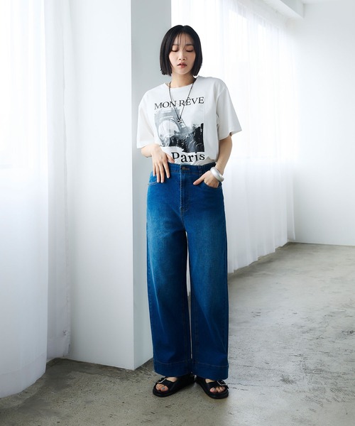 CROSS FUNCTION（クロスファンクション）の「《UV・接触冷感》エブ楽 エブ楽 ParisフォトプリントTシャツ【CROSS FUNCTION/クロスファンクション】（Tシャツ/カットソー・レディース・ホワイト/チャコールグレー・M/LL/L）」の4枚目の写真