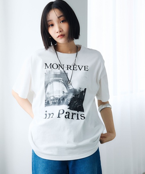 CROSS FUNCTION（クロスファンクション）の「《UV・接触冷感》エブ楽 エブ楽 ParisフォトプリントTシャツ【CROSS FUNCTION/クロスファンクション】（Tシャツ/カットソー・レディース・ホワイト/チャコールグレー・M/LL/L）」の16枚目の写真