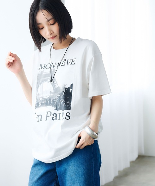 CROSS FUNCTION（クロスファンクション）の「《UV・接触冷感》エブ楽 エブ楽 ParisフォトプリントTシャツ【CROSS FUNCTION/クロスファンクション】（Tシャツ/カットソー・レディース・ホワイト/チャコールグレー・M/LL/L）」の17枚目の写真