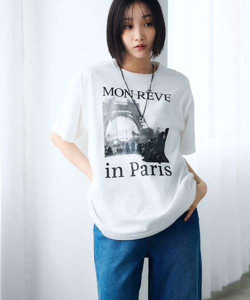 CROSS FUNCTION（クロスファンクション）の「《UV・接触冷感》エブ楽 エブ楽 ParisフォトプリントTシャツ【CROSS FUNCTION/クロスファンクション】（Tシャツ/カットソー・レディース・ホワイト/チャコールグレー・M/LL/L）」の18枚目の写真