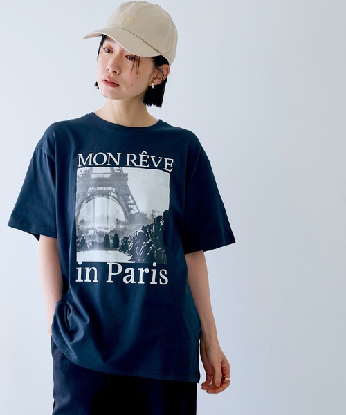 CROSS FUNCTION（クロスファンクション）の「《UV・接触冷感》エブ楽 エブ楽 ParisフォトプリントTシャツ【CROSS FUNCTION/クロスファンクション】（Tシャツ/カットソー・レディース・ホワイト/チャコールグレー・M/LL/L）」の6枚目の写真
