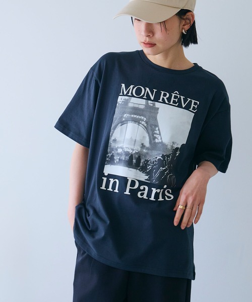 CROSS FUNCTION（クロスファンクション）の「《UV・接触冷感》エブ楽 エブ楽 ParisフォトプリントTシャツ【CROSS FUNCTION/クロスファンクション】（Tシャツ/カットソー・レディース・ホワイト/チャコールグレー・M/LL/L）」の8枚目の写真