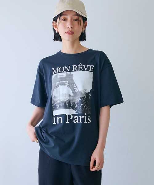 CROSS FUNCTION（クロスファンクション）の「《UV・接触冷感》エブ楽 エブ楽 ParisフォトプリントTシャツ【CROSS FUNCTION/クロスファンクション】（Tシャツ/カットソー・レディース・ホワイト/チャコールグレー・M/LL/L）」の7枚目の写真