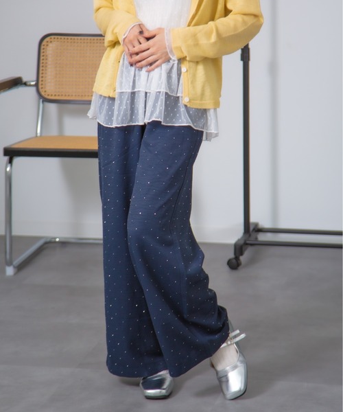 HALEY PESCA(ヘーリーペスカ)の「HALEY PESCA/キラキラビジューパンツ(その他パンツ・レディース・ネイビー/ベージュ/ホワイト・FREE)」の3枚目の写真