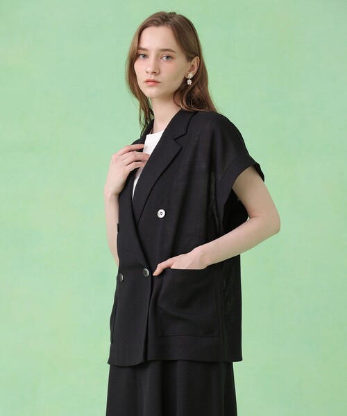 ANAYI(アナイ)の「カラミリネンライクフレンチスリーブ ジャケット〈セットアップ対応商品〉(その他アウター・レディース・ホワイト/ベージュ/ネイビー・38/36/34)」の15枚目の写真