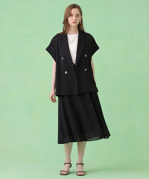 ANAYI(アナイ)の「カラミリネンライクフレンチスリーブ ジャケット〈セットアップ対応商品〉(その他アウター・レディース・ホワイト/ベージュ/ネイビー・38/36/34)」の17枚目の写真