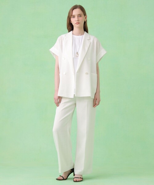 ANAYI(アナイ)の「カラミリネンライクフレンチスリーブ ジャケット〈セットアップ対応商品〉(その他アウター・レディース・ホワイト/ベージュ/ネイビー・38/36/34)」の19枚目の写真