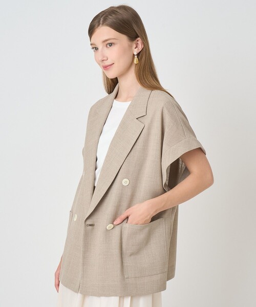 ANAYI（アナイ）の「カラミリネンライクフレンチスリーブ ジャケット〈セットアップ対応商品〉（その他アウター・レディース・ホワイト/ベージュ/ネイビー・38/36/34）」の10枚目の写真