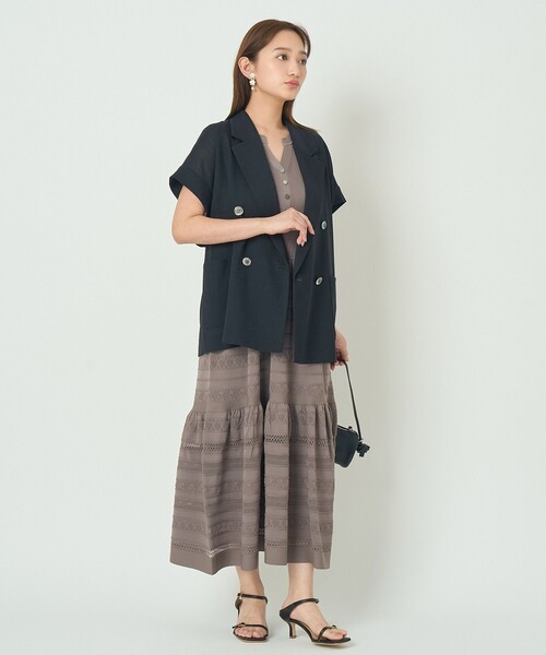 ANAYI（アナイ）の「カラミリネンライクフレンチスリーブ ジャケット〈セットアップ対応商品〉（その他アウター・レディース・ホワイト/ベージュ/ネイビー・38/36/34）」の17枚目の写真