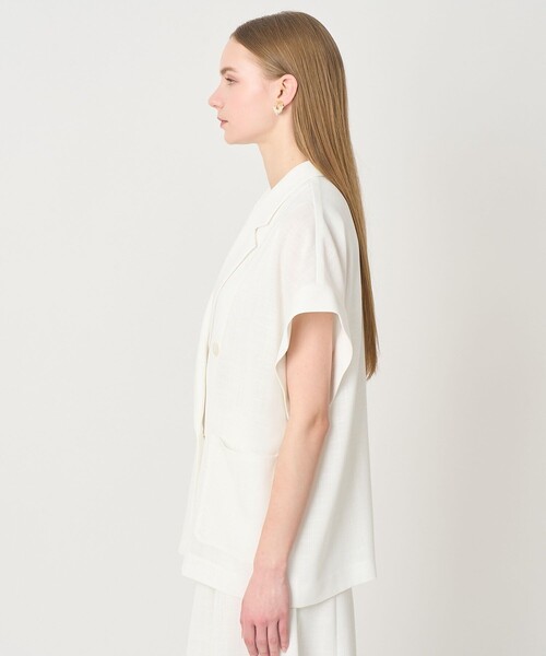 ANAYI(アナイ)の「カラミリネンライクフレンチスリーブ ジャケット〈セットアップ対応商品〉(その他アウター・レディース・ホワイト/ベージュ/ネイビー・38/36/34)」の12枚目の写真