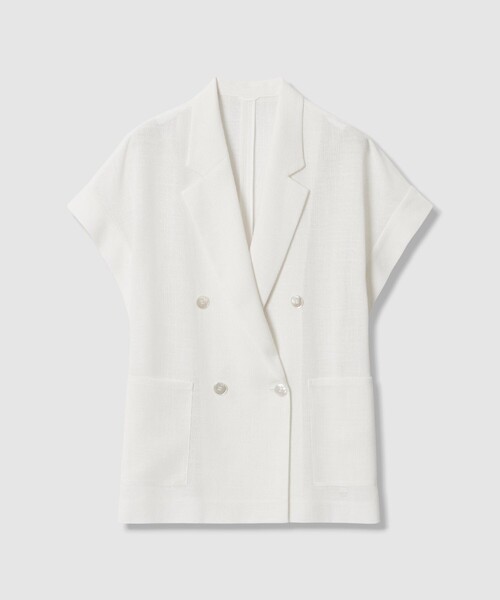 ANAYI(アナイ)の「カラミリネンライクフレンチスリーブ ジャケット〈セットアップ対応商品〉(その他アウター・レディース・ホワイト/ベージュ/ネイビー・38/36/34)」の6枚目の写真