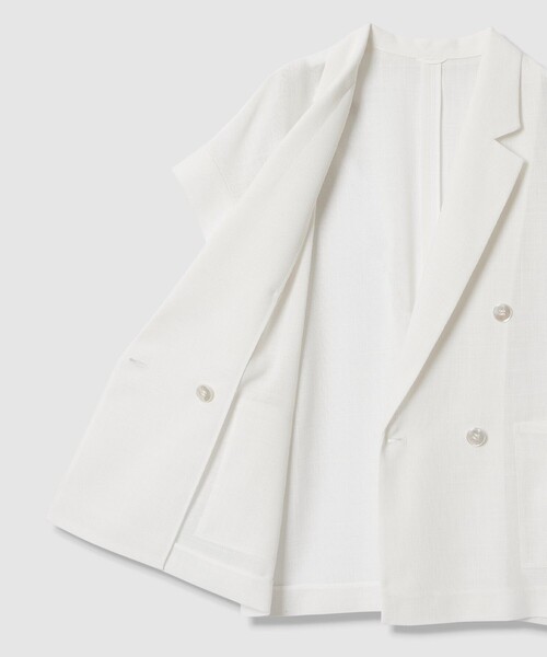 ANAYI(アナイ)の「カラミリネンライクフレンチスリーブ ジャケット〈セットアップ対応商品〉(その他アウター・レディース・ホワイト/ベージュ/ネイビー・38/36/34)」の11枚目の写真