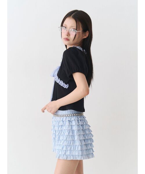 jouetie（ジュエティ）の「ティアードショートパンツ（その他パンツ・レディース・ブラック/ブルー/オフホワイト・MEDIUM）」の8枚目の写真