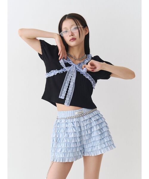 jouetie（ジュエティ）の「ティアードショートパンツ（その他パンツ・レディース・ブラック/ブルー/オフホワイト・MEDIUM）」の10枚目の写真
